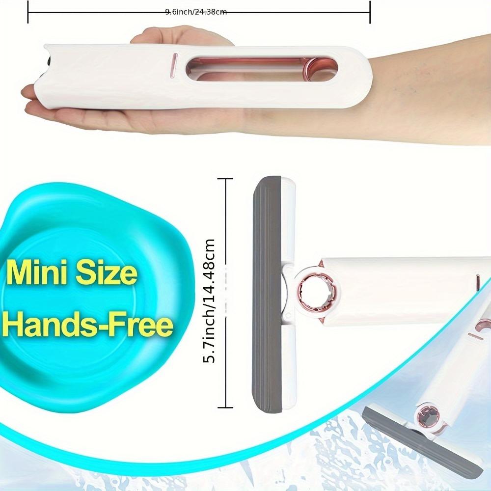 2-in-1 Mini Portable Mop - Self-Squeezing, Hand-Free, Lazy Cleaning Solution with Microfiber Cotton Heads for Desktop, Car Glass