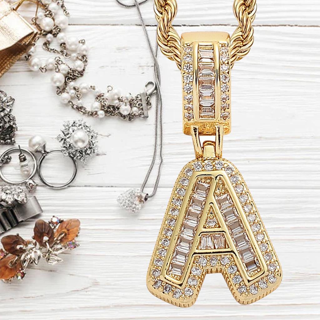 Zirconia English Letter Pendant Necklace Men Women Fashionable Necklace Jewelry Accessory for Party A