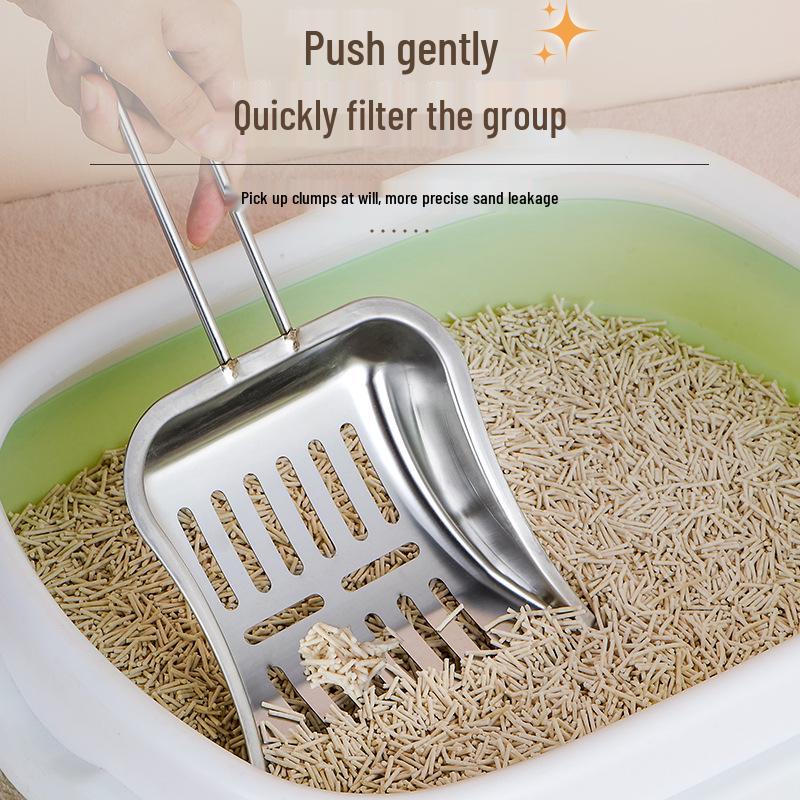 Large Stainless Steel Cat Litter Scoop - Durable One-Piece Poop Shoveling Tool for Easy Cleanup