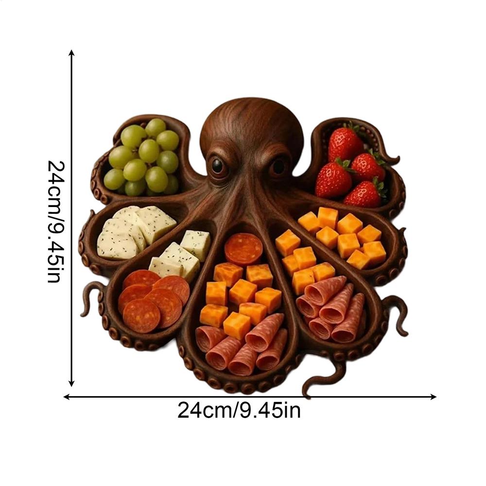 

Fruit Platter Food Tray Novelty Unique Serving Tray Wooden Octopus Shape Charcuterie Platter for Cheese Meats Fruit Party Decor