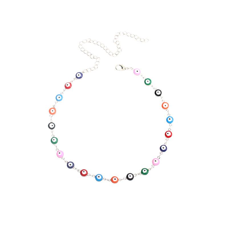 New Accessories, Bohemian Color Vintage Devil's Eye Necklace Bracelet Ankle Set