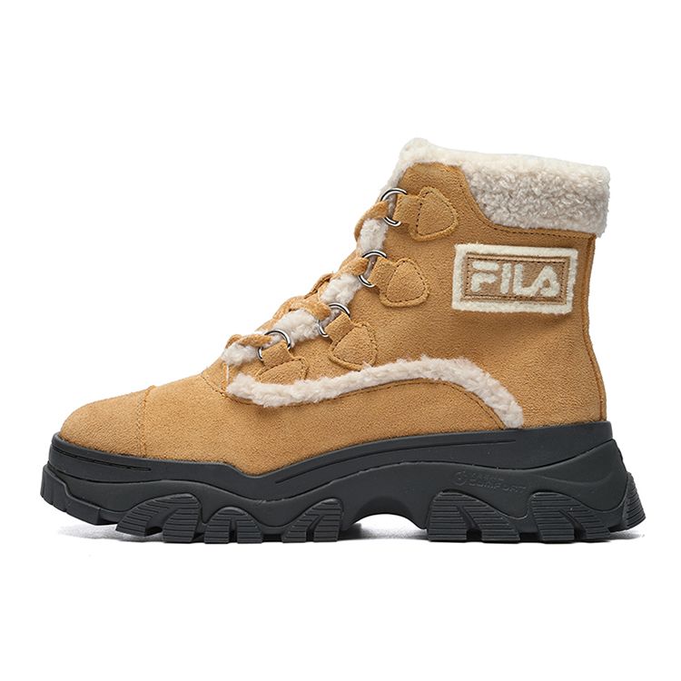 FILA Fleece Comfortable Thick Sole Short Snow Boots Women boots Mud-Yellow F12W144404FTF