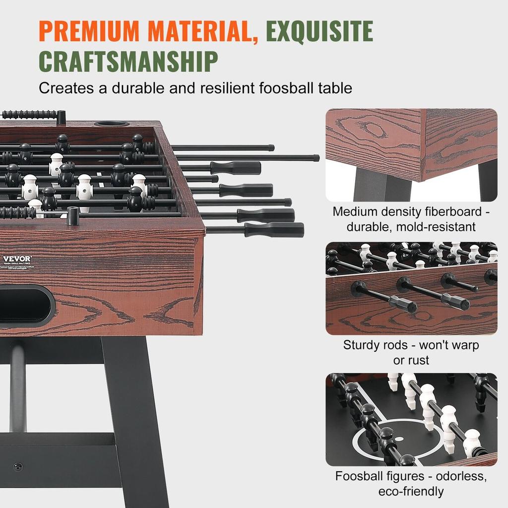 Foosball Table, 55 Inch Standard Size Foosball Table, Indoor Full Size Foosball Table for Home, Family, and Game Room, Soccer with Foosball Table Set,