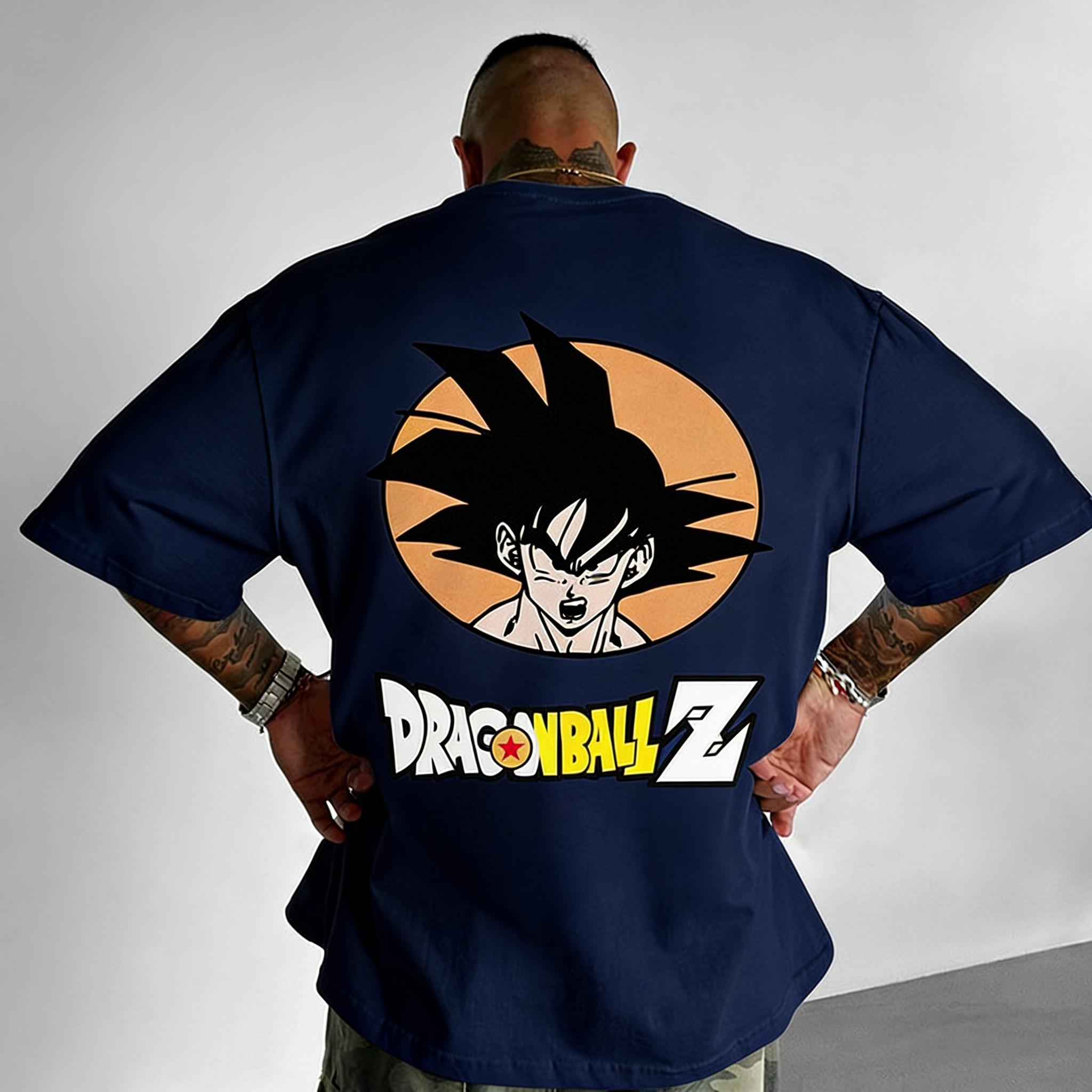 

New Dragon Ball Anime Trendy Casual Printed Heavy Cotton Short Sleeved Tshirt Mens American Top 4XL