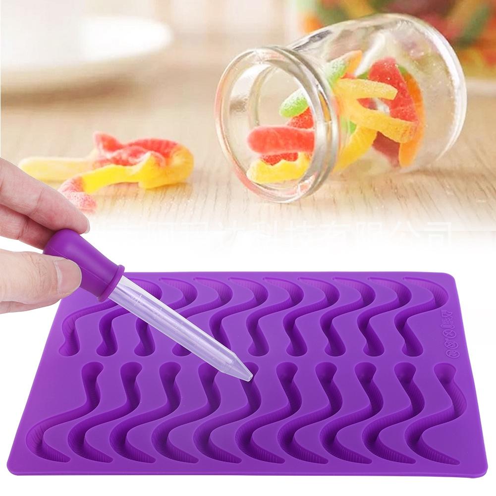 20 Cavities Gummy Silicone Mold Chocolate Mold Non-Stick Food Grade Safe Tool for Gummy Cake with Dropper