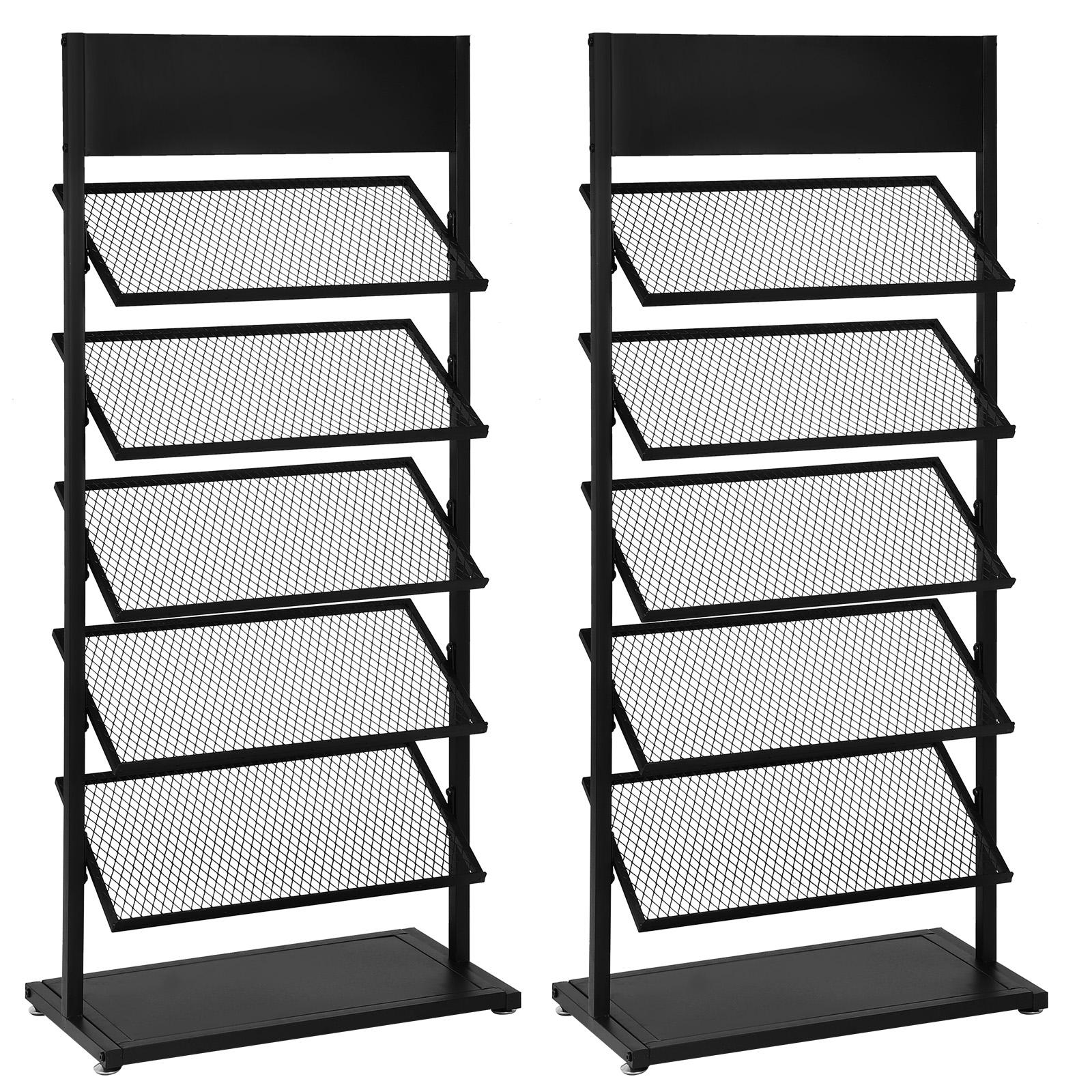 2PCS Tile Display Stand Large Capacity Floor-Standing Magazine Stand 5-Tier Sample Display Holder for Stone Wood Floor