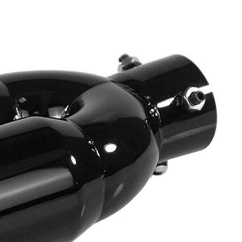 SXR-Car Universal Stainless Steel Tail Throat Car Exhaust Muffler 73-76MM Oblique Port Double Outlet Exhaust Tail Nozzle