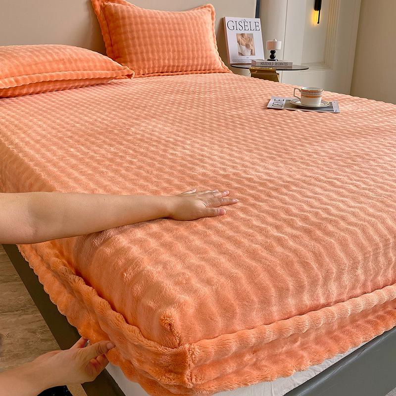 Thermal Velvet Bed Sheets Plush Fabric Mattress Cover For Winter Bed Cover Bed Bed Linen Set For Single Double King Queen Bed