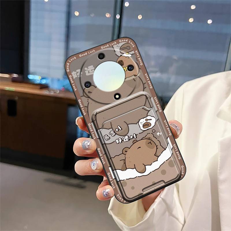 Shockproof Back Cover Phone Case For Honor X9a 5G/Magic5 Lite Card slot Dirt-resistant Silicone protective Card bag Cute