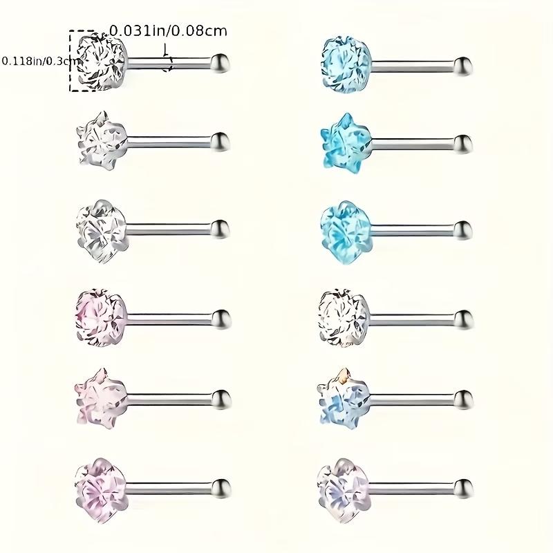 Exquisite and High-grade Stainless Steel Nose Studs, Ear Studs & Nose Rings Piercing Set for Women, Cute Feminine Jewelry