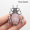 1Pc, Natural Stone Shell Beetle Pendant Brooch, Aura Healing Crystal Quartz Jade Gems Charms Brooch Pin for Jewelry Making DIY Halloween Crafts Gifts