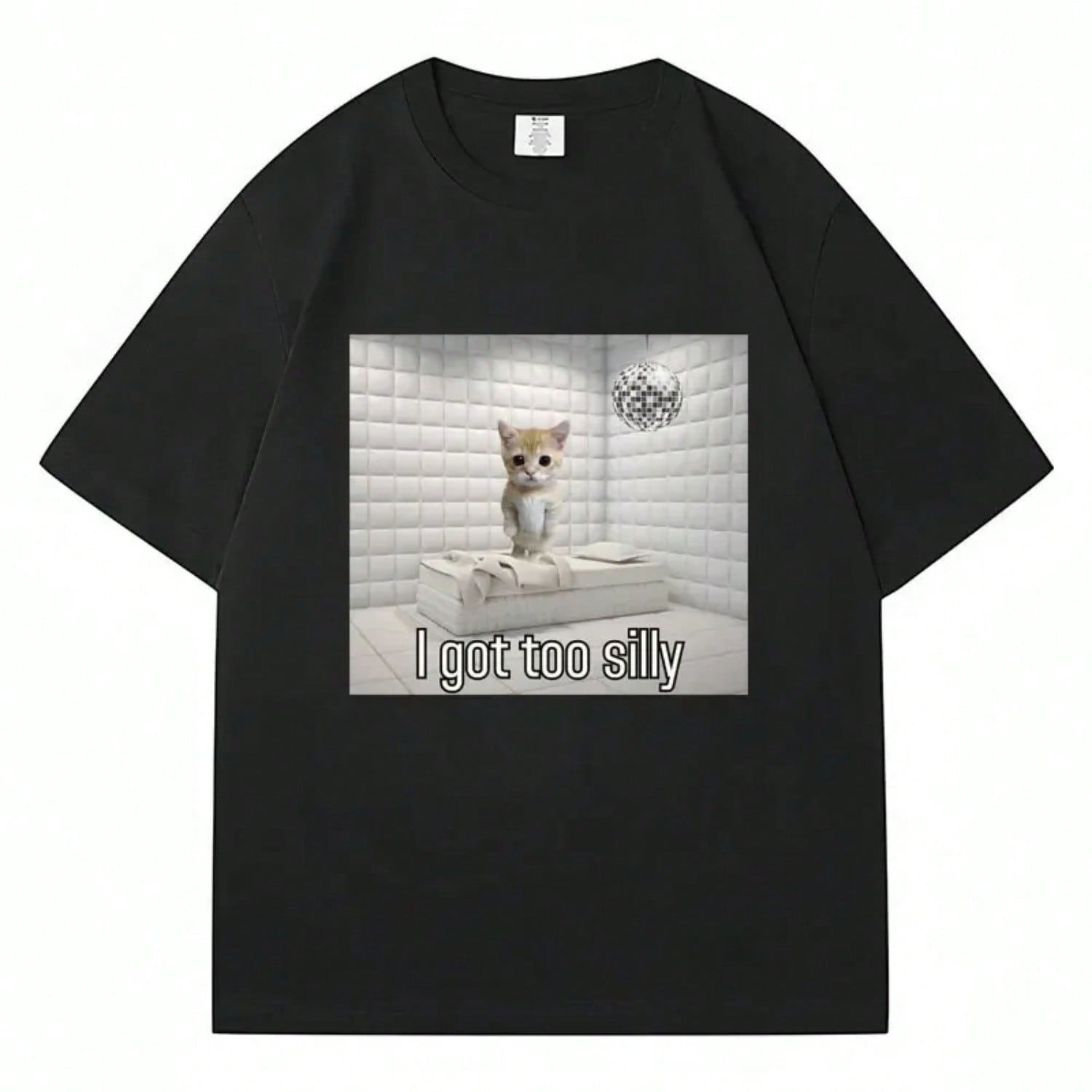 I Got Too Silly Funny Sad Crying Cat Meme T Shirt unisex Wounisex Short Sleeve T-Shirt Summer Sport Casual Oversized Streetwear S разноцветный