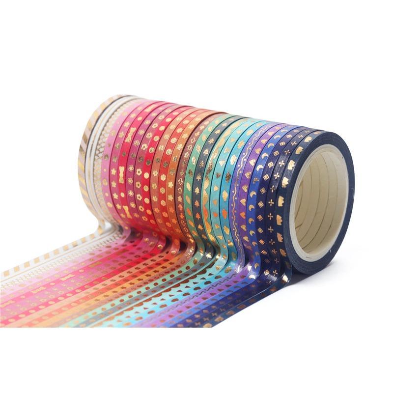 Stars Washi Tape 500cm Decorative Adhesive Tape School Journal Supplies Gold Foil Scrapbooking Kawaii Stationery Masking Tape