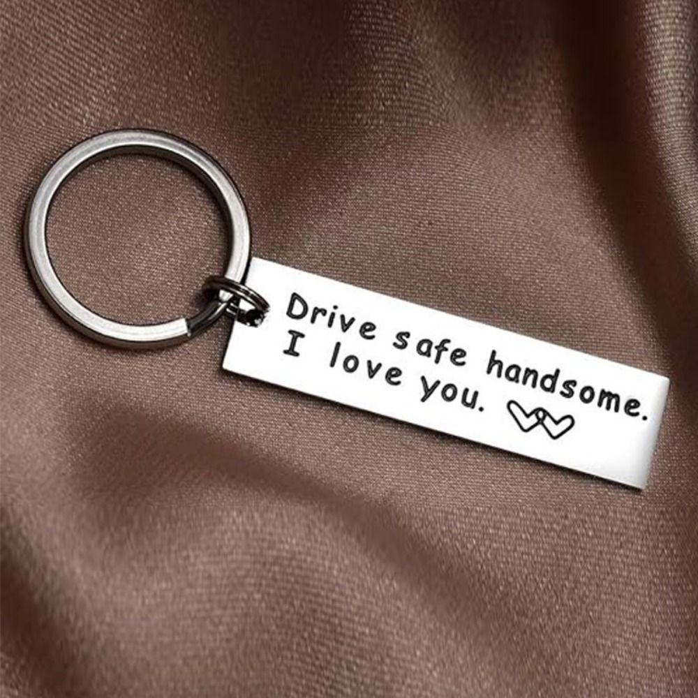 Stainless Steel Drive Safe Keychain Letter Keychain  Gifts for Valentines Day