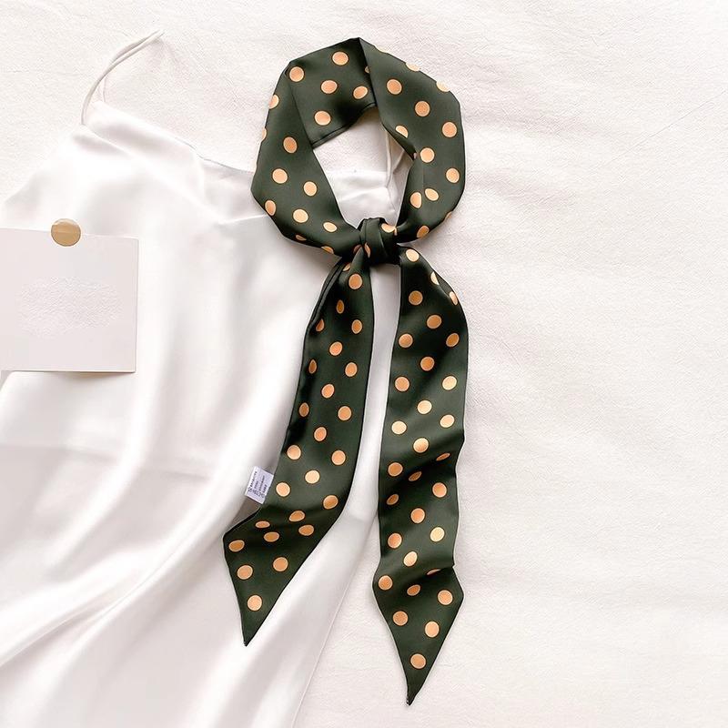 Women Narrow Long Scarf 190X4.5Cm Polka Dot Tie Bag Ribbon Headband Choker Streamer Lady Accessories
