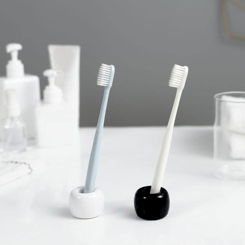 2PCS Ceramic Toothbrush Stands Creative Brush Stand Shelf Base Practical and Mini Solution