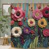 2D Embroidered Flower Shower Curtain 72X72 Inches Colorful Wooden Style Bathroom Decor Artistic Design