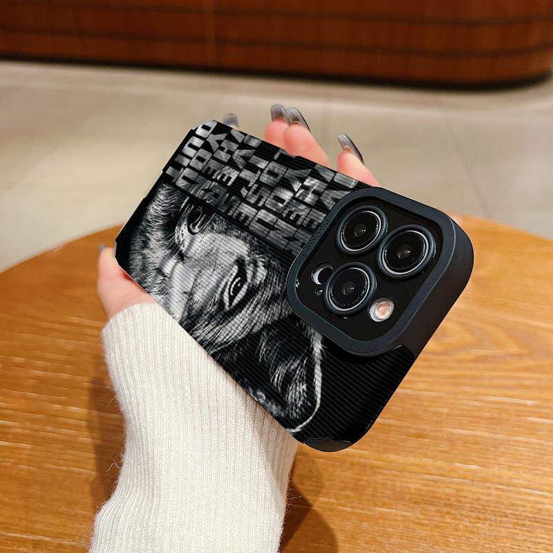 Handyhülle aus Leder mit vertikaler Maserung, Wolfskatze-Druck, weiches Silikon, Rückseite, mit vollem Kameraschutz für Samsung