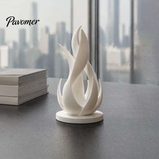 Modern Sculpture for Living Room 3D Printed Abstract Flame Sculpture, Minimalist Twisted Art Sophisticated Home Office Decor Statue Desk And