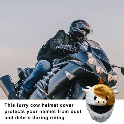 Motosiklet Kask Kapağı Tam Yüz Dekoratif golf sopası kılıfı Ultra Kalın Kurulumu Kolay Hayvan Peluş Motosiklet Kask Kapağı Dekorasyon