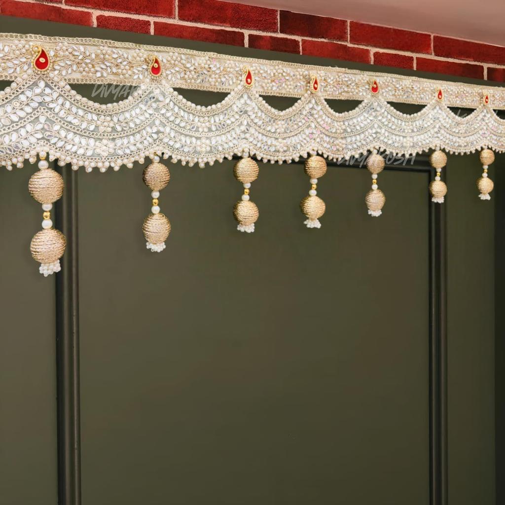 Toran für Tür Eingang 38 Zoll | Luxuriöse Girlande Neueste Bandanwar | Elegante goldene Farbe, Premium für Haupteingang | 1 Stück Tür-Toran