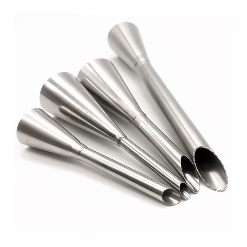 3/4pcs Puff Cream Mouth Stainless Steel Puff Injector Kitchen Baking Tools Long Pointed Mouth Design Puff Flower Mouth Set TMZ