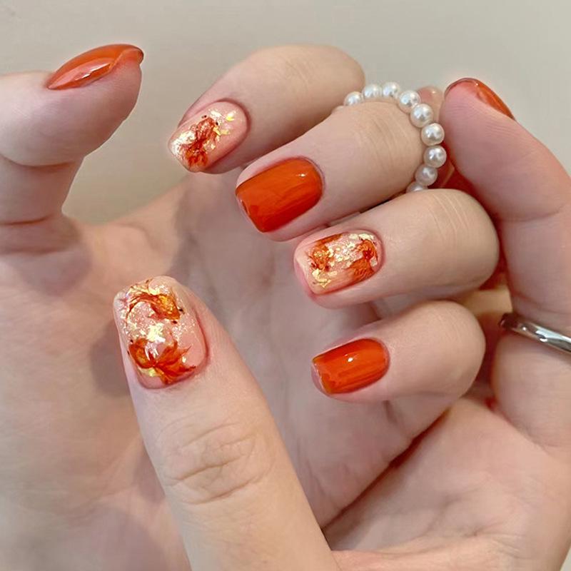 

Red Koi Whitening Nail Patches: 24 Removable, Short Wearable Fake Nails