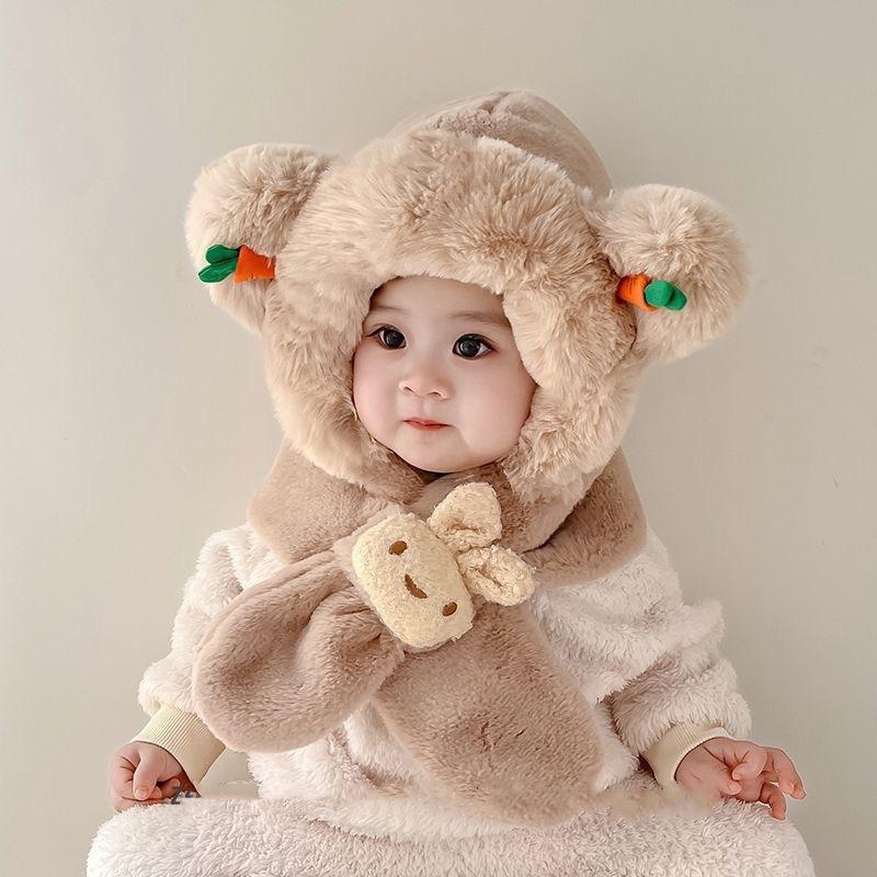 Baby hat scarf integrated neck hat baby autumn and winter cute super cute boys and girls winter children's ear hat