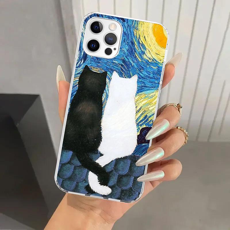 Black Cat Cartoon Cute Phone Case for Iphone 17 Air 16 15 Plus 14 13 Mini 12 11 Pro Max 16E 7 8 SE 2020 Soft Funda Print Shell 1