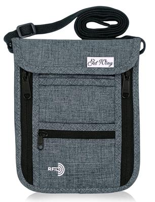 GetWing Passport Neck Skimming Prevention Security Pouch Featured In Magazines and Recommended by Active Flight Attendants Case, Strap, (Gray),