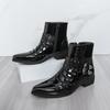 Designer New Men Pointed Toe Punk Rock Belt Buckle Leather Casual Chelsea Ankle Boot Winter High Top Monk Strap Hip-hop Shoes
