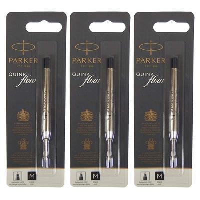 PARKER Golyóstoll Betétek Quink Flow Fekete Közepes Készlet 1950369 S0909440 1.0mm 3 darabos