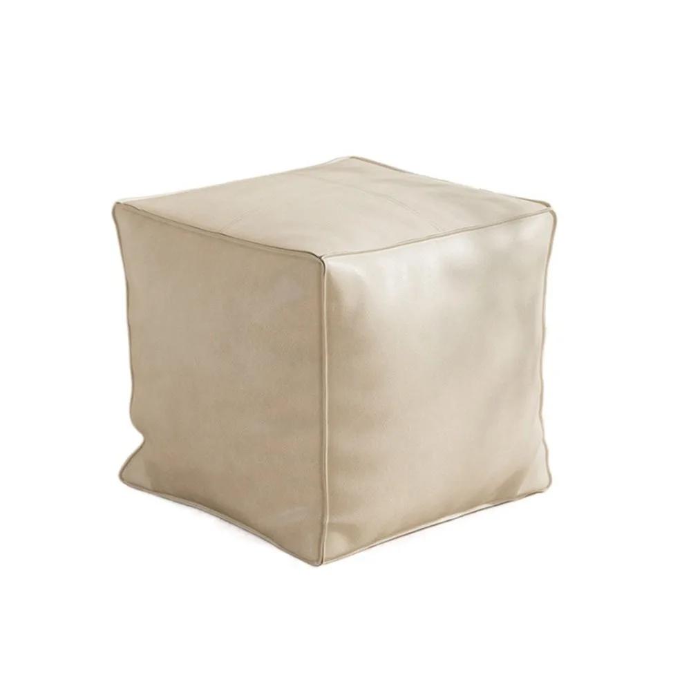 Modern Non-Slip Storage Stool Large Capacity No Fillings PU Leather Ottoman Waterproof Square Leather Pouf Balcony