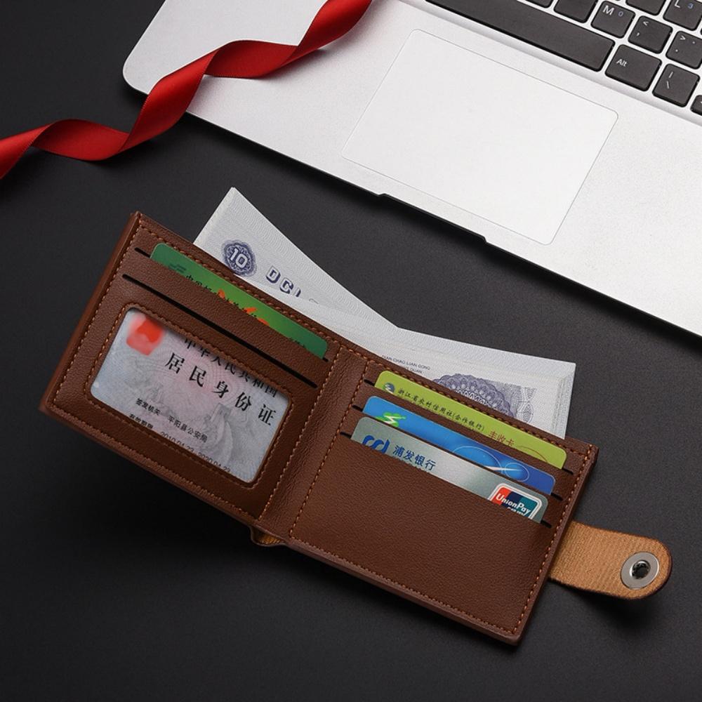 PU Leather Men's Short Wallet Ultra Slim Credit Card Holder Multi Card Case Purse Business Portable 3-fold Youth Fashion Wallet