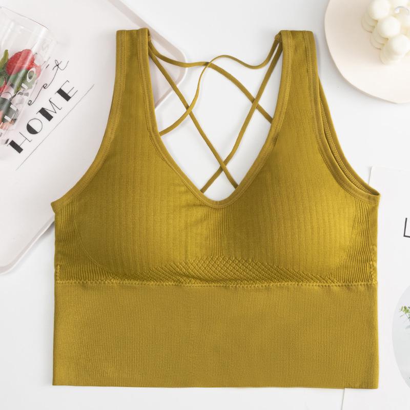 Version 8808 Seamless Shockproof Cross-Back Yoga Tank One Size (75-125) Quality Version