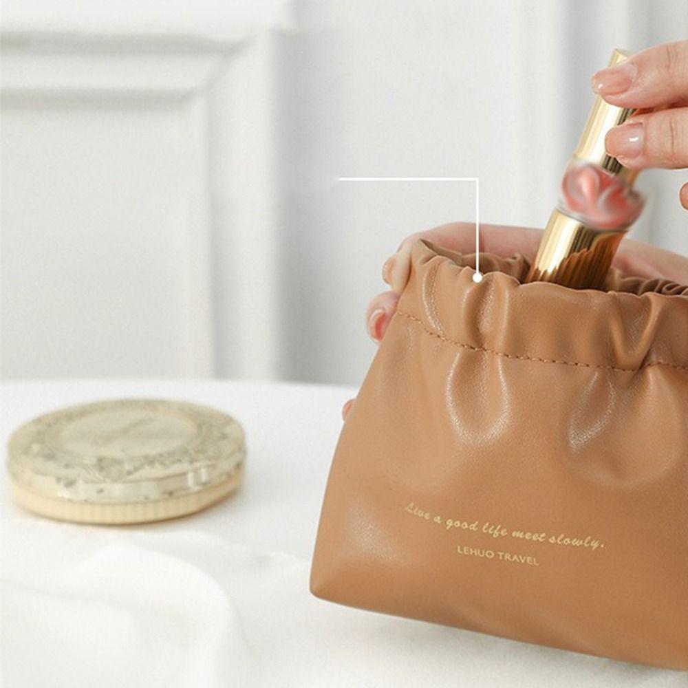 

Korean Style PU Leaf Spring Bag Solid Color Cosmetic Bag Creative Small Item Bags Women синий