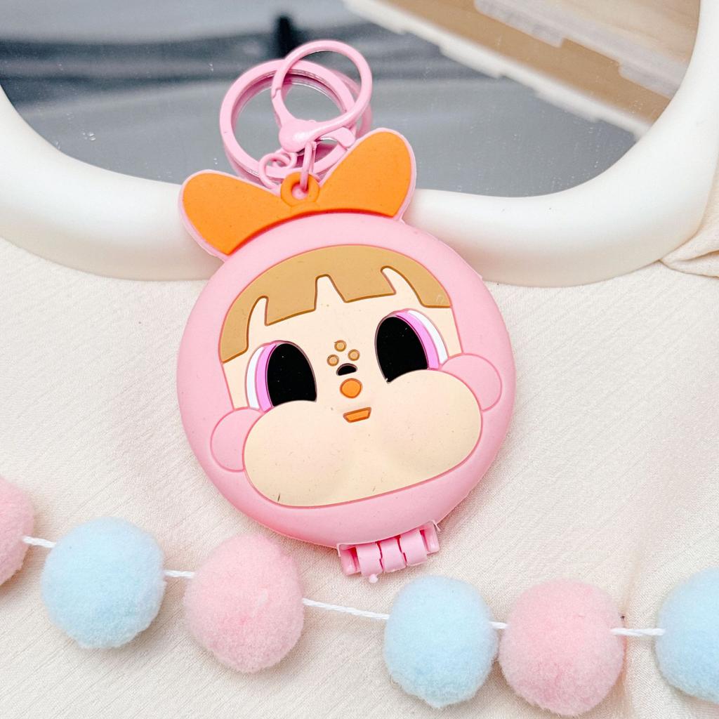 Function 3-in-1 Keychain Decorative Pendant Girls Portable Small Mirror Pendant