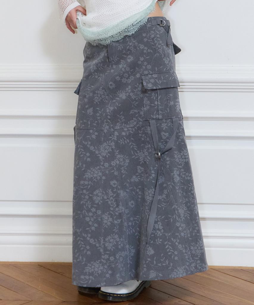 Love Is True Sy Cargo Long Skirt(Gray)