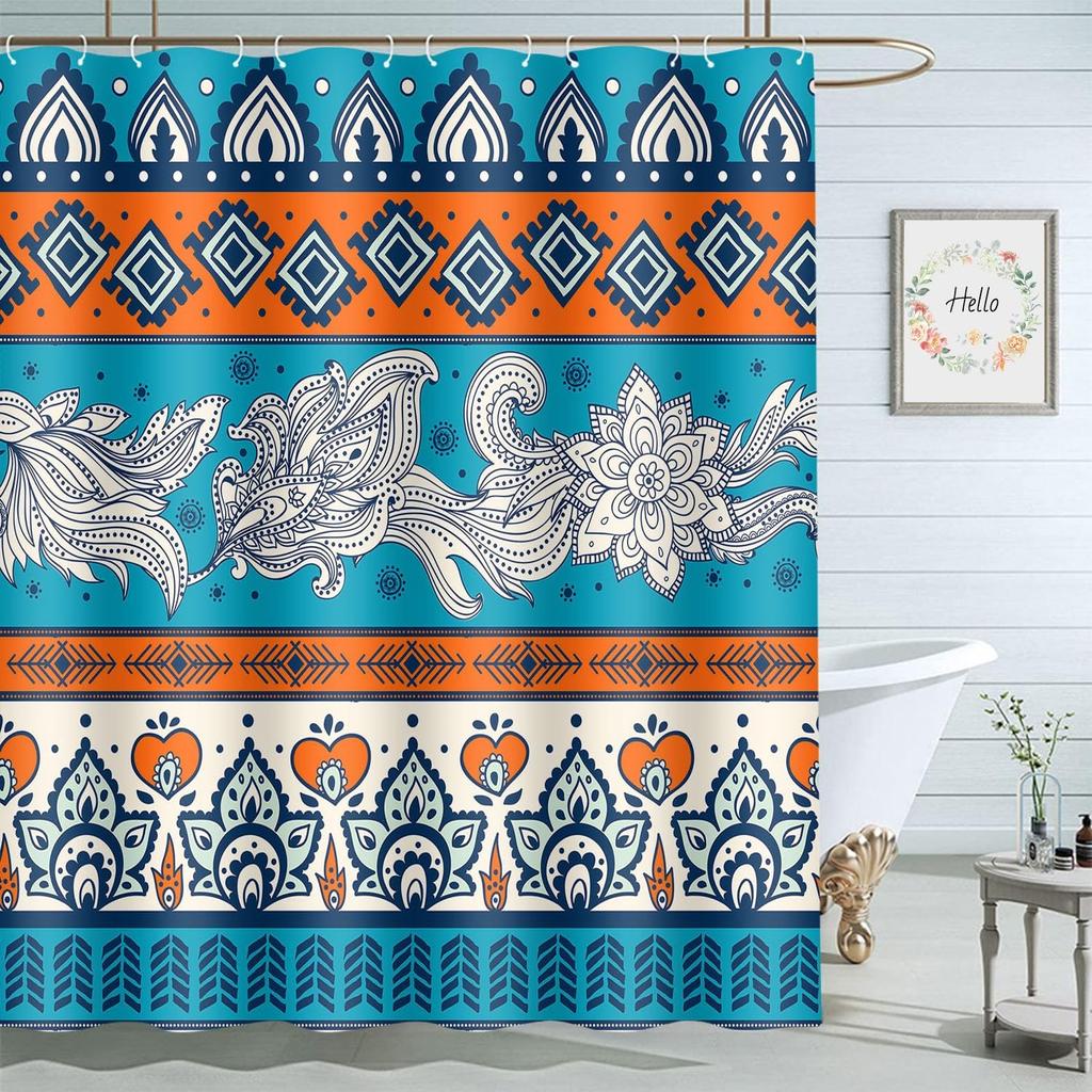 Purple Blue Spider Shower Curtain 72X72 Inch Bat Halloween Bathroom Curtains Set Home Waterproof Polyester Fabric With Hooks