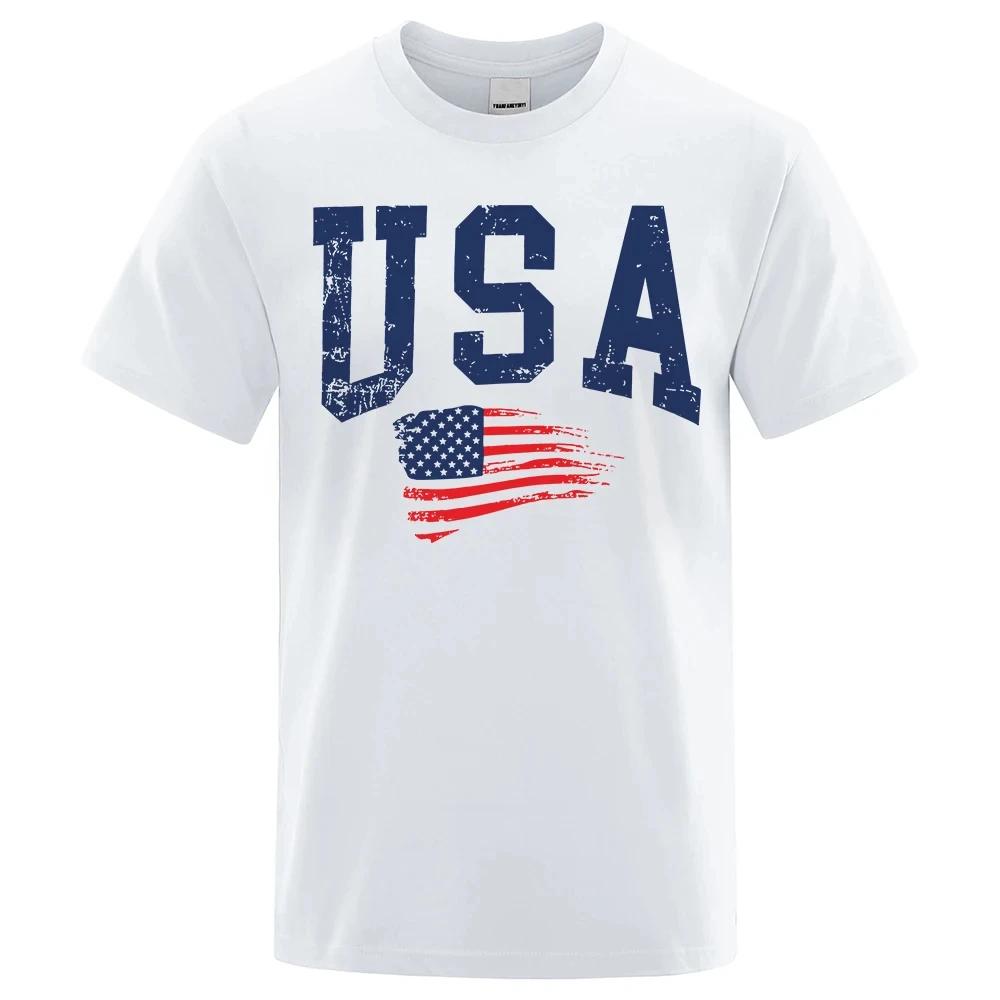 USA Letter Flag Hip Hop Printed Men Women T Shirts Crewneck S-XXXL Clothing Loose Tshirt Street Casual Tee Shirt 80529