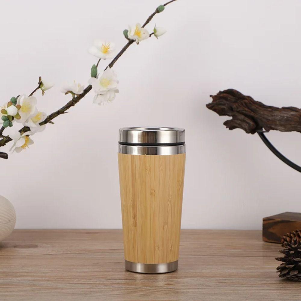 350/450ml Insulated Water Bottle Bamboo Travel Cup Retirement Gift Thermos Insulated Mug  Travel