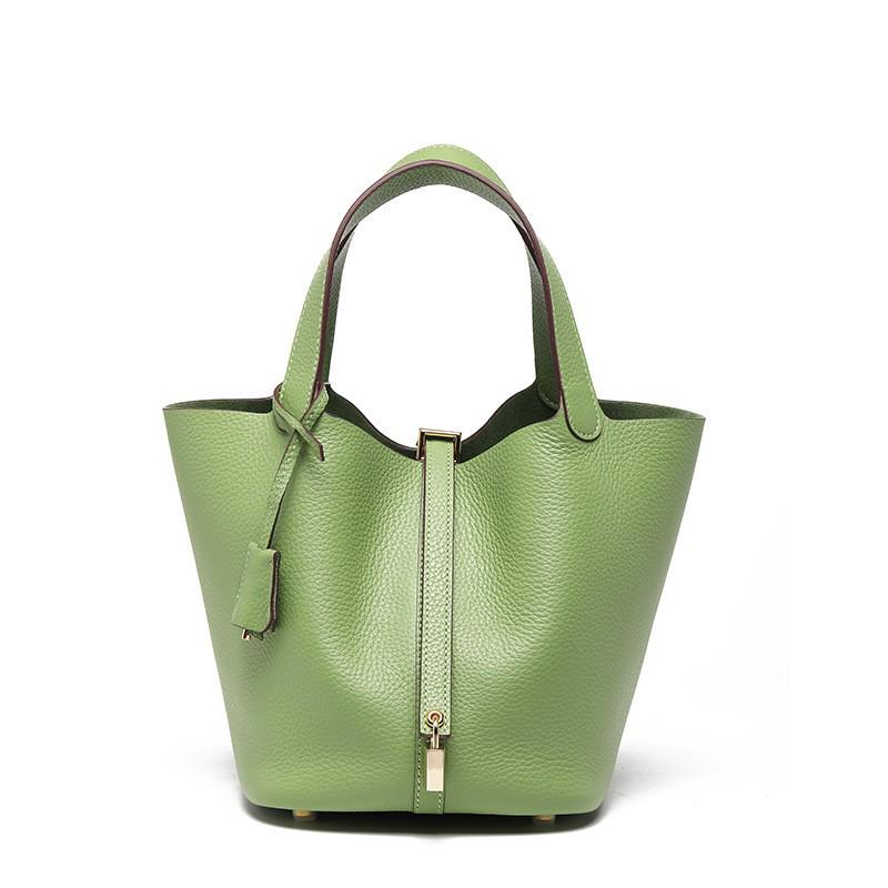 Women's High-Quality Genuine Leather Bucket Bag - Exquisite Cowhide Handbag