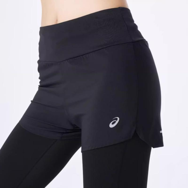 Asics Woven Drawstring Fitted Athletic Shorts Women Bottoms Black 2012C627-001
