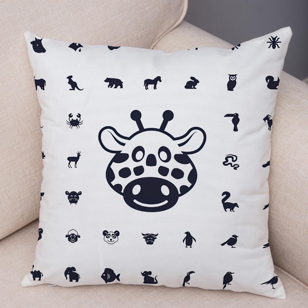 Cute Animal Silhouette Pattern Double Sided Printed Cushion Cover Soft Home Decor Pillowcase