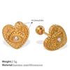 Fashion Light Luxury Gold Love Diamond Earrings Stainless Steel Gold Plated Hollow Design Earrings Women