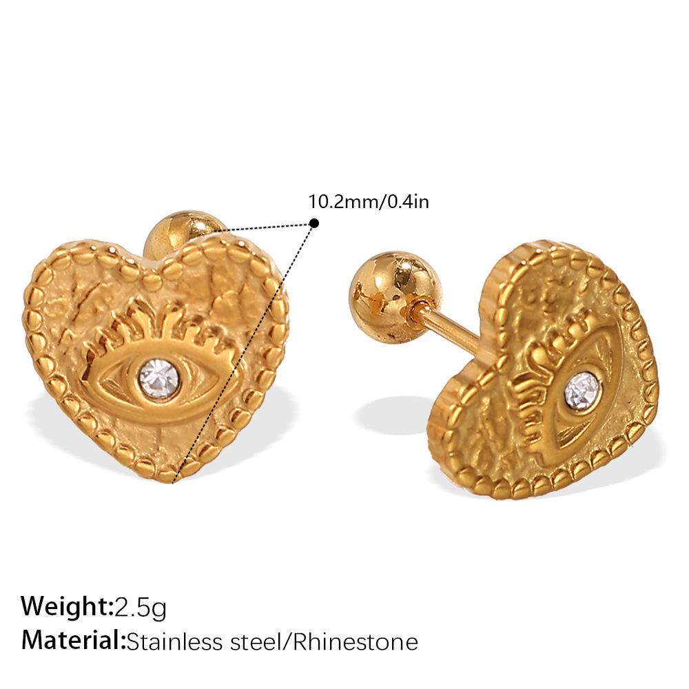 Fashion Light Luxury Gold Love Diamond Earrings Stainless Steel Gold Plated Hollow Design Earrings Women