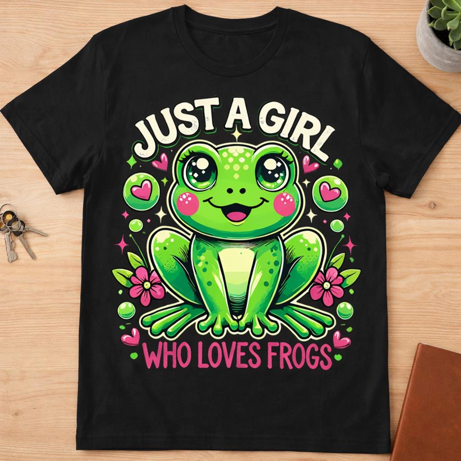 Just A Girl Who Loves Frogs Shirt, Frog Lover Tee for Women, Cute Frog T-Shirt, Aesthetic Animal, Funny Frog Gift for Girls M