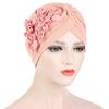 Women Flowers Ruffle Turban Caps Muslim Elastic Pearls Headscarf Bonnet Ladies Hair Accessories Indian Cap Turbante Mujer
