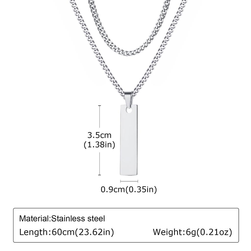 Vnox Gestapelde 2-delige Heren Kettingen, Geometrische Staaf Hanger met Doosketting Cubaanse Ketting Touwketting Kettingen, Klassieke Choker