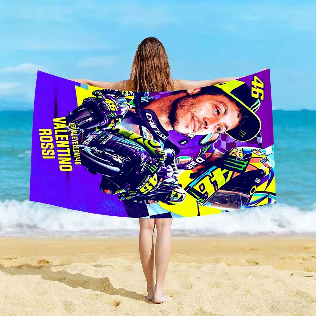 1 Stück V-Valentino R-Rossi 46 Motogp Strandtuch Mikrofaser Weich Schnelltrocknend Vr46 Racing Print Badetuch Für Fans Schwimmen Outdoor